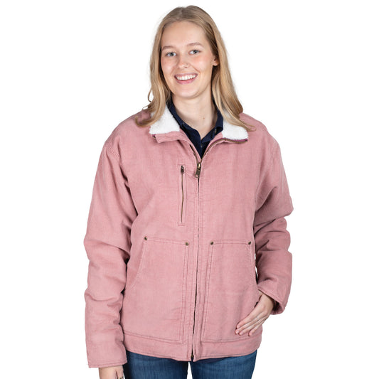 PRE ORDER  - Just Country Diamantina Sherpa Corduroy Jacket - Dusty Pink