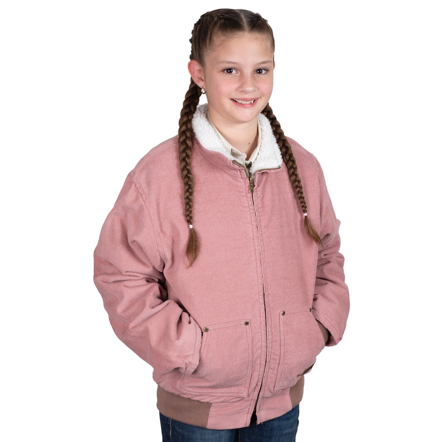 PRE ORDER - Just Country - Childrens Diamantina Sherpa Corduroy Jacket - Dusty Pink
