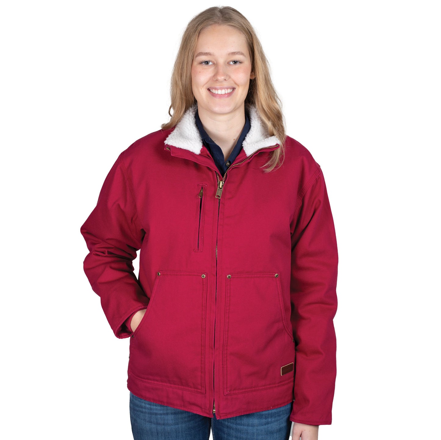 PRE ORDER  - Just Country Diamantina Sherpa Corduroy Jacket - Very Berry
