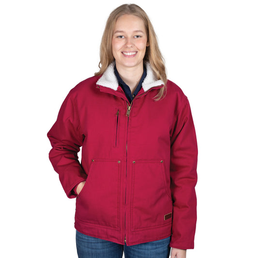 PRE ORDER  - Just Country Diamantina Sherpa Corduroy Jacket - Very Berry