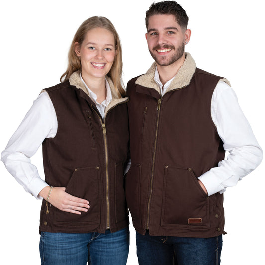 PRE ORDER - Just Country Diamantina Sherpa Vest - Chocolate