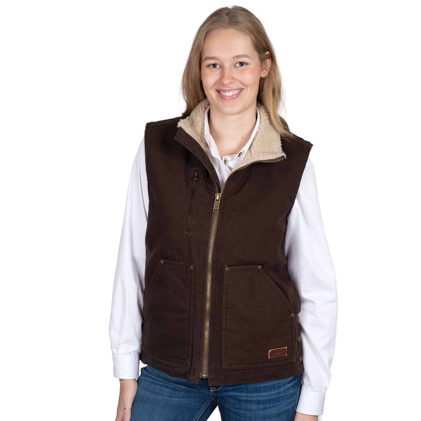 PRE ORDER - Just Country Diamantina Sherpa Vest - Chocolate