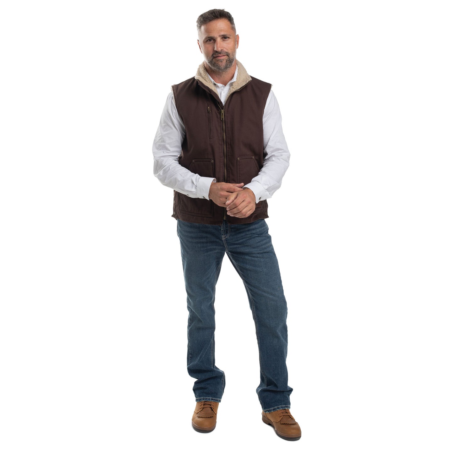 PRE ORDER - Just Country Diamantina Sherpa Vest - Chocolate