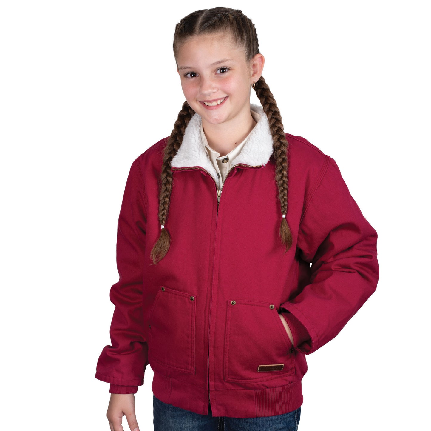 PRE ORDER - Just Country - Childrens Diamantina Sherpa Corduroy Jacket - Very Berry