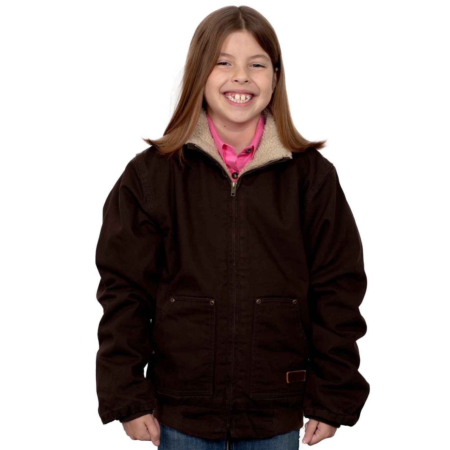 PRE ORDER - Just Country - Childrens Diamantina Sherpa Jacket - Chocolate