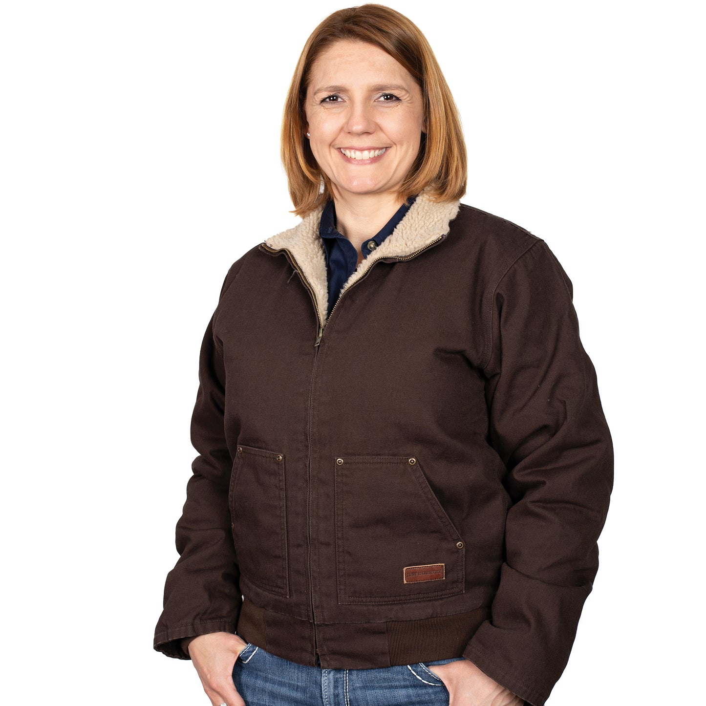 PRE ORDER - Just Country - Childrens Diamantina Sherpa Jacket - Chocolate