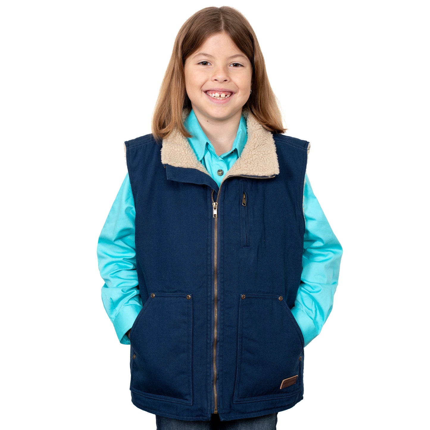PRE ORDER - Just Country - Childrens Diamantina Sherpa Vest - Navy