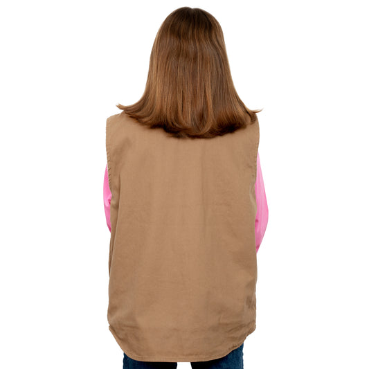 PRE ORDER - Just Country - Childrens Diamantina Sherpa Vest - Khaki