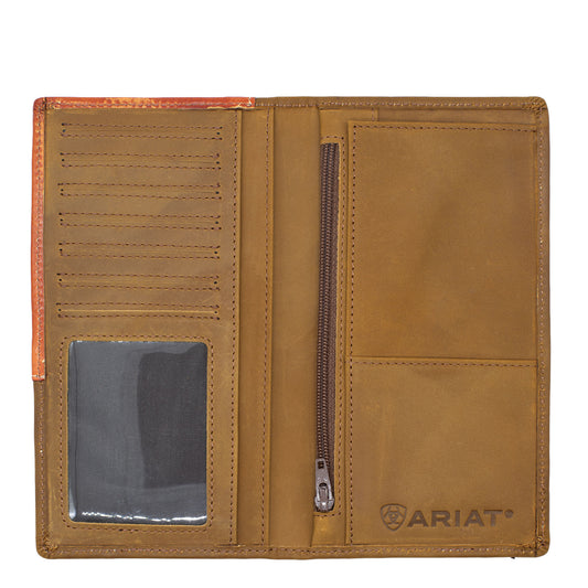 Ariat - Rodeo Wallet - Tooled Overlay - Mahogany/Tan