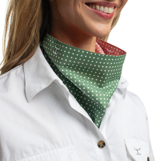 Just Country - Carlee Double Sided Neck Scarf - Eucalyptus & White Mini Spots/Rosewater & White Mini Spots