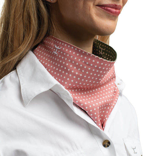 Just Country - Carlee Double Sided Neck Scarf - Eucalyptus & White Mini Spots/Rosewater & White Mini Spots