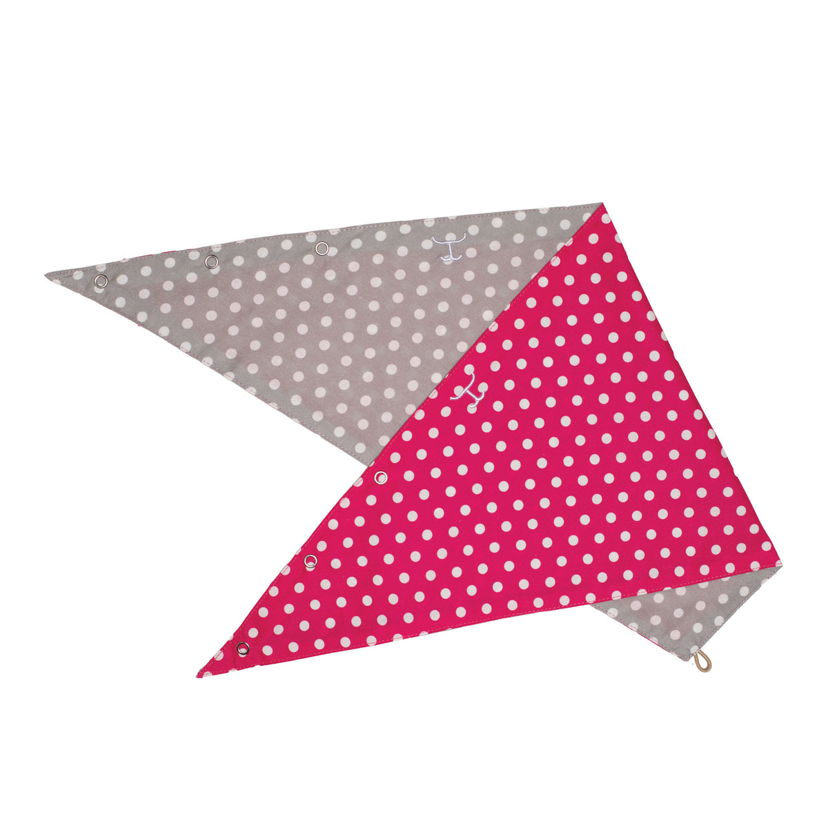 Just Country - Carlee Double Sided Neck Scarf - Smoke Grey & White Polka Dots/ Raspberry & White Polka Dots