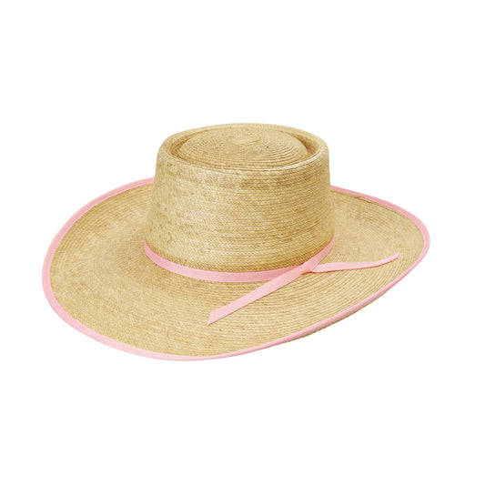 SUNBODY - Reata Oak 4inch Brim Hat - Oak/Light Pink Bound Edge
