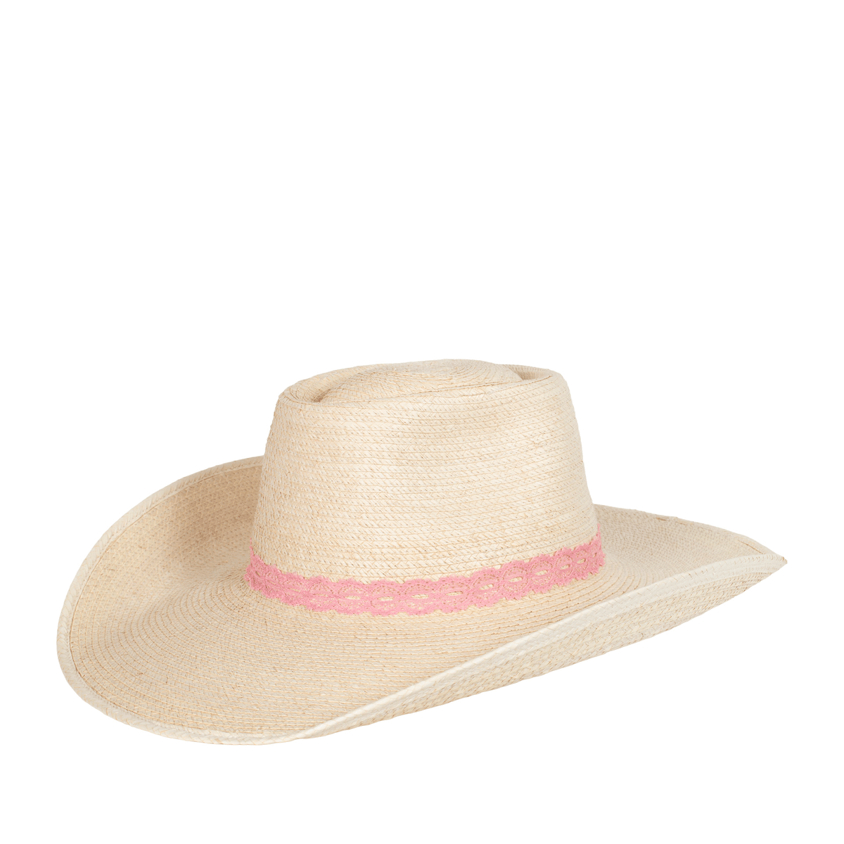 SUNBODY - Reata Three Palm Leaf Hat - Natural/Wild Rose