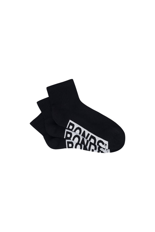 Bonds - Mens Logo Quarter Crew Socks 3 Pack - Black