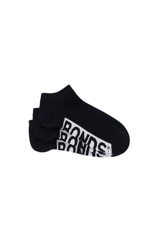 Bonds - Mens Logo Low Cut Socks 3 Pack - Black