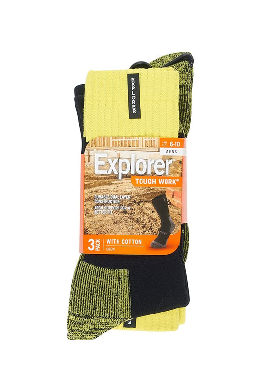 Bonds - Explorer Tough Work Crew Sock - 3 Pack - Yellow/Black
