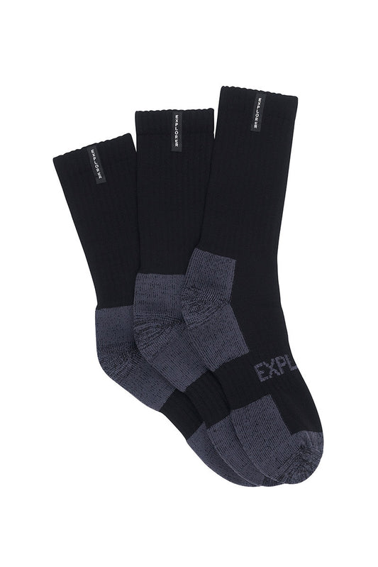 Bonds - Explorer Tough Work Crew Sock - 3 Pack - Black/Grey