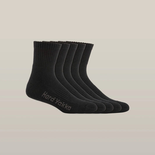 Hard Yakka - Core Padded Cotton Rich Crew Work Sock - Black - 5 pack