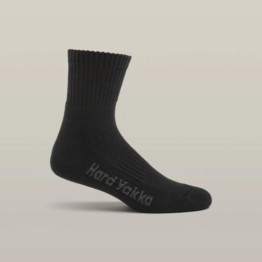 Hard Yakka - Core Padded Cotton Rich Crew Work Sock - Black - 5 pack