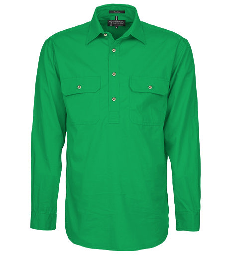 Pilbara - Mens Closed Front Work Shirt - Kelly Green