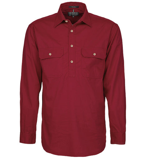 Pilbara - Mens Closed Front Work Shirt - Ochre