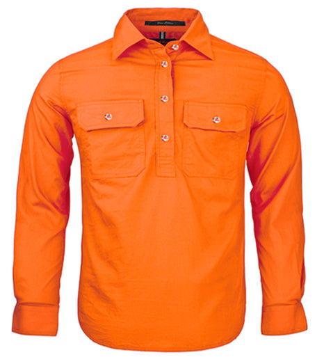 Pilbara - Childrens Closed Front Work Shirt - Tangerine