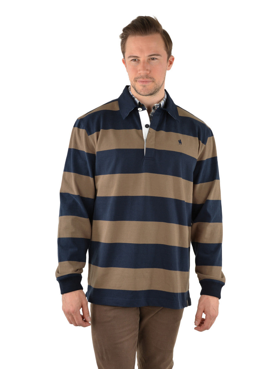 Thomas Cook - Mens Striped Rugby - Steve - Navy/Tan